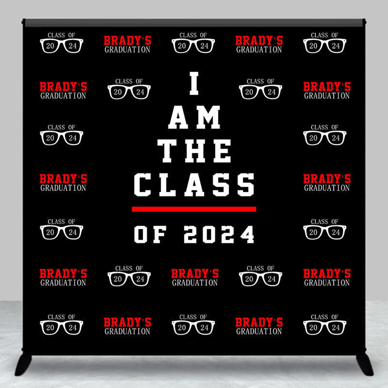 Lofaris Red Black Repeat Custom Graduation Party Backdrop