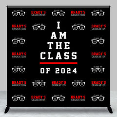 Lofaris Red Black Repeat Custom Graduation Party Backdrop