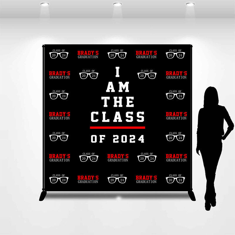 Lofaris Red Black Repeat Custom Graduation Party Backdrop