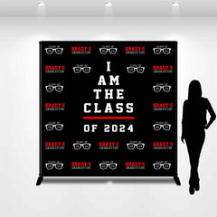 Lofaris Red Black Repeat Custom Graduation Party Backdrop