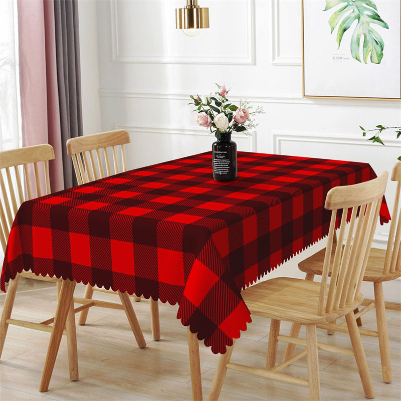 Lofaris Red Black Scottish Tartan Tablecloth For Kitchen Decor