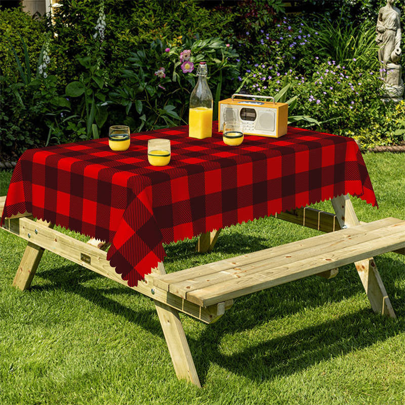 Lofaris Red Black Scottish Tartan Tablecloth For Kitchen Decor
