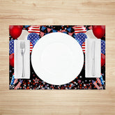 Lofaris Red Blue Balloon Stars Black Set Of 4 Placemats