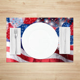 Lofaris Red Blue Balloon Usa Flag Spark Set Of 4 Placemats