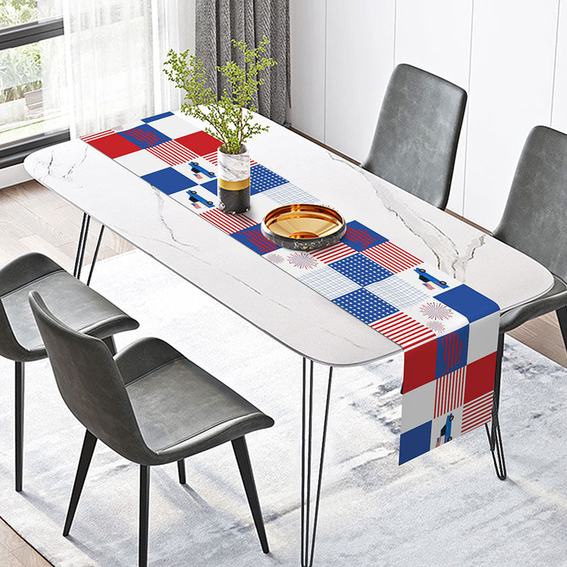 Lofaris Red Blue Checkered Independence Day Table Runner