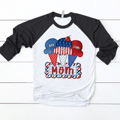 Lofaris Red Blue Ice Cream Mom Kids Custom Baseball Shirt