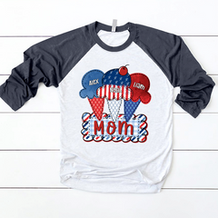 Lofaris Red Blue Ice Cream Mom Kids Custom Baseball Shirt