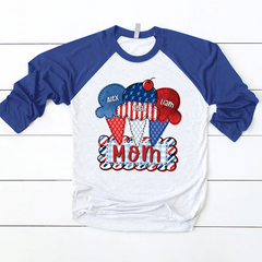 Lofaris Red Blue Ice Cream Mom Kids Custom Baseball Shirt