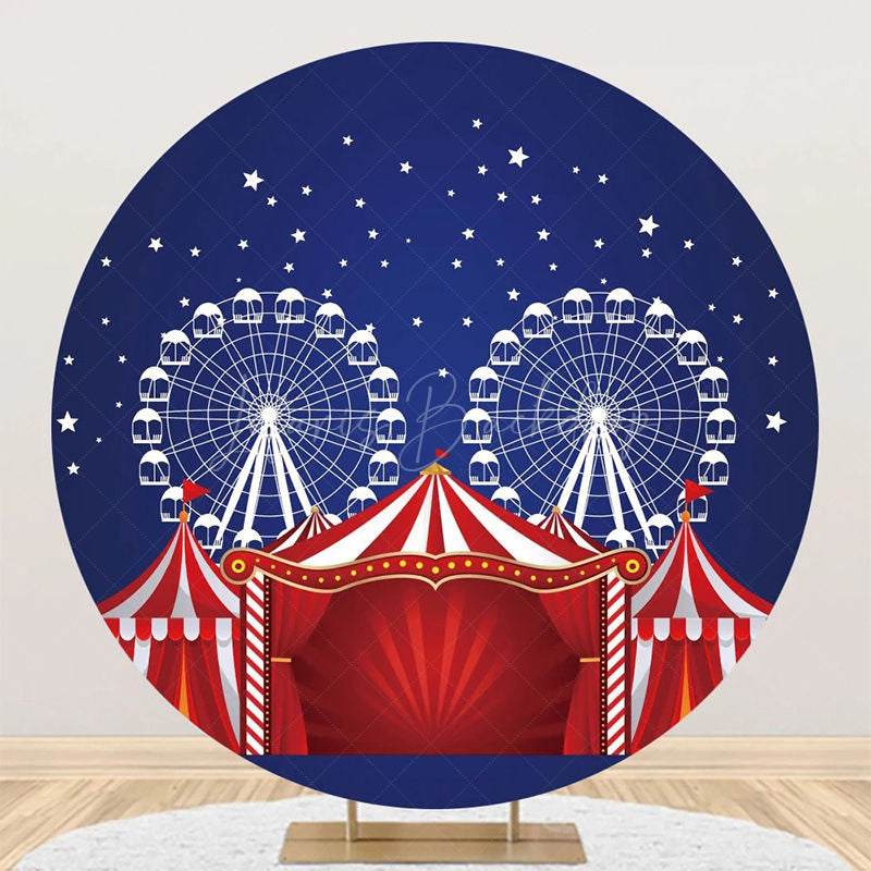 Lofaris Red Blue Night Star Circus Tent Round Party Backdrop