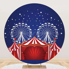 Lofaris Red Blue Night Star Circus Tent Round Party Backdrop