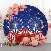 Lofaris Red Blue Night Star Circus Tent Round Party Backdrop