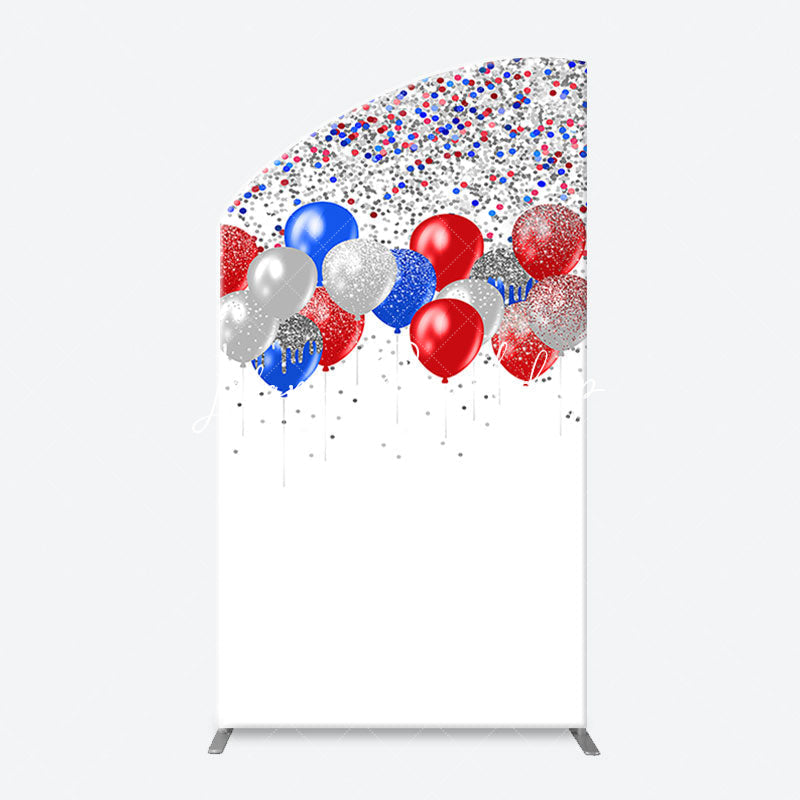 Lofaris Red Blue Sparkling Arch Independence Day Backdrop