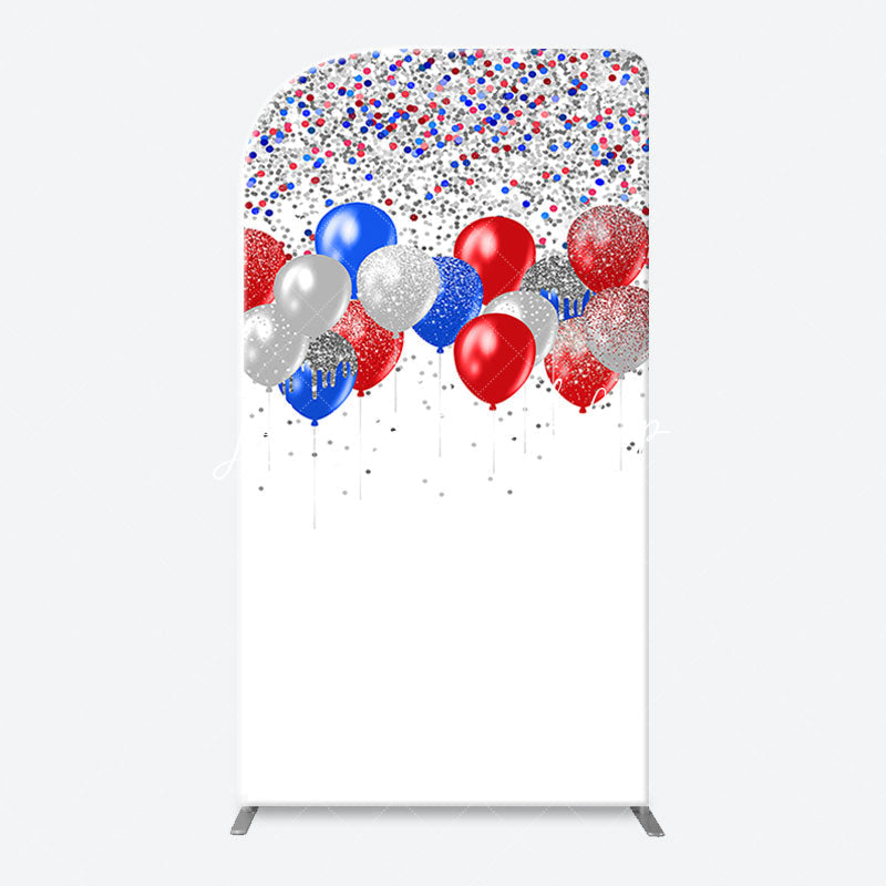 Lofaris Red Blue Sparkling Arch Independence Day Backdrop