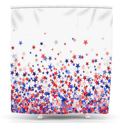 Lofaris Red Blue Star Faded National Usa Flag Shower Curtain