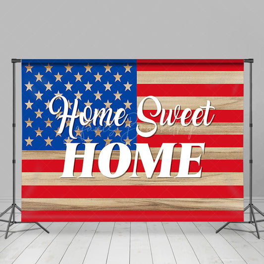Lofaris Red Blue Star Plank Stripes Independence Day Backdrop
