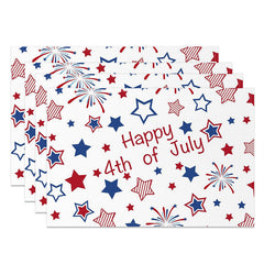Lofaris Red Blue Star Spark July 4 Fabric Set Of Placemats