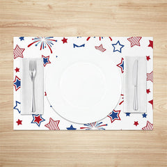 Lofaris Red Blue Star Spark July 4 Fabric Set Of Placemats