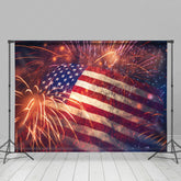Lofaris Red Blue Star Spark Stirpe Independence Day Backdrop