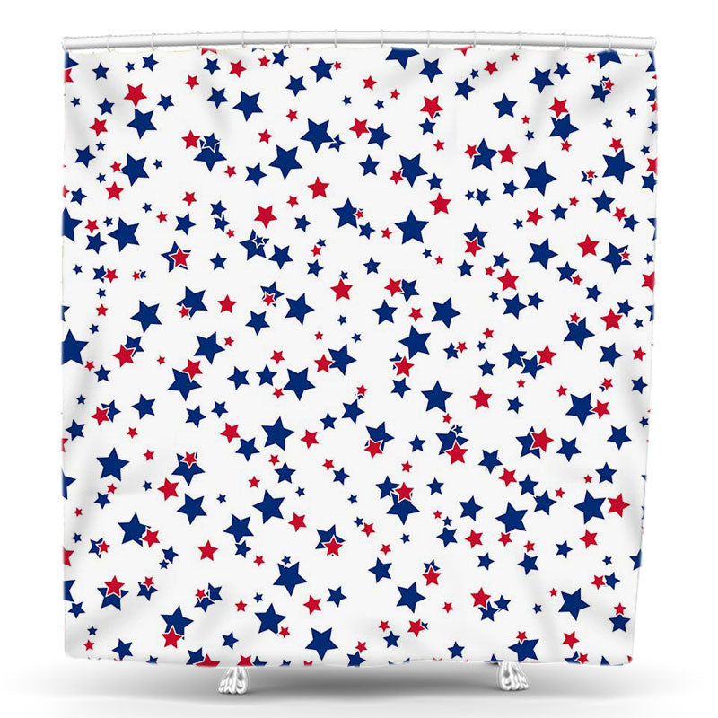 Lofaris Red Blue Star Step And Repeat Shower Curtain