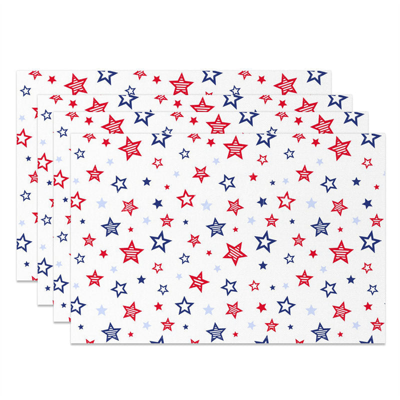 Lofaris Red Blue Stripe Star Seamless Set Of 4 Placemats