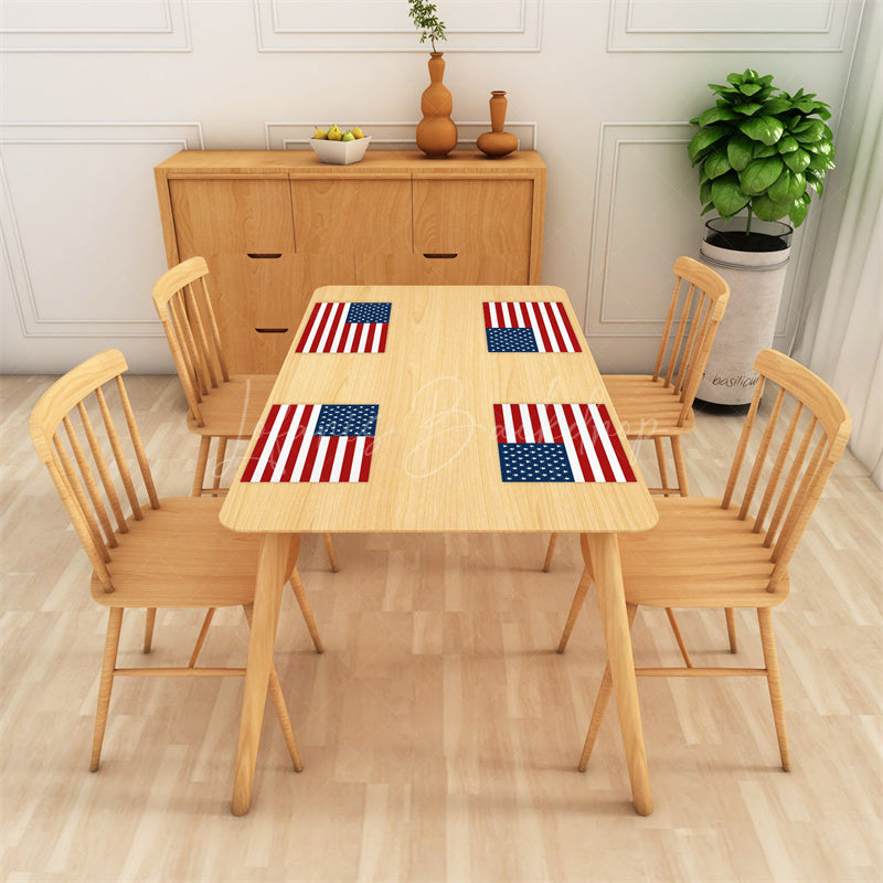 Lofaris Red Blue Usa Flag Stars Stripe Set Of 4 Placemats