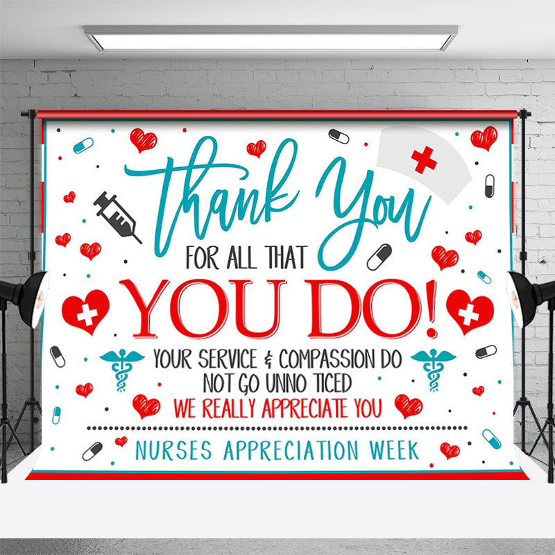 Lofaris Red Blue White Thank You Appreciate Party Backdrop