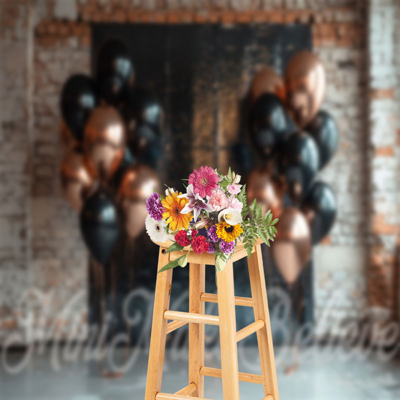 Lofaris Red Brick Wall Balloon Birthday Cake Smash Backdrop
