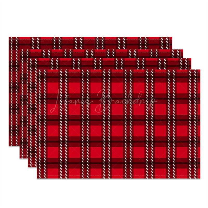 Lofaris Red Checkred Plaid Lines Vintage Set Of 4 Placemats