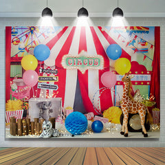 Lofaris Red Circus Tent Birthday Cake Smash Backdrop For Kids