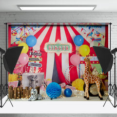 Lofaris Red Circus Tent Birthday Cake Smash Backdrop For Kids