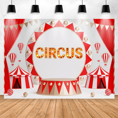 Lofaris Red Curtain Circus Light Sign Birthday Backdrop