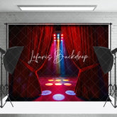 Lofaris Red Curtain Colorful Spotlight Stage Photo Backdrop