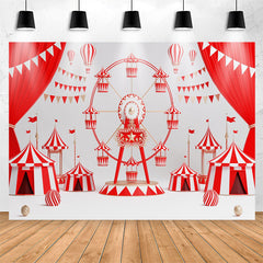 Lofaris Red Curtain Flags Ferris Wheel Birthday Backdrop