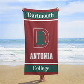 Lofaris Red Custom Name College Beach Towel Holiday Gifts