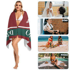 Lofaris Red Custom Name College Beach Towel Holiday Gifts