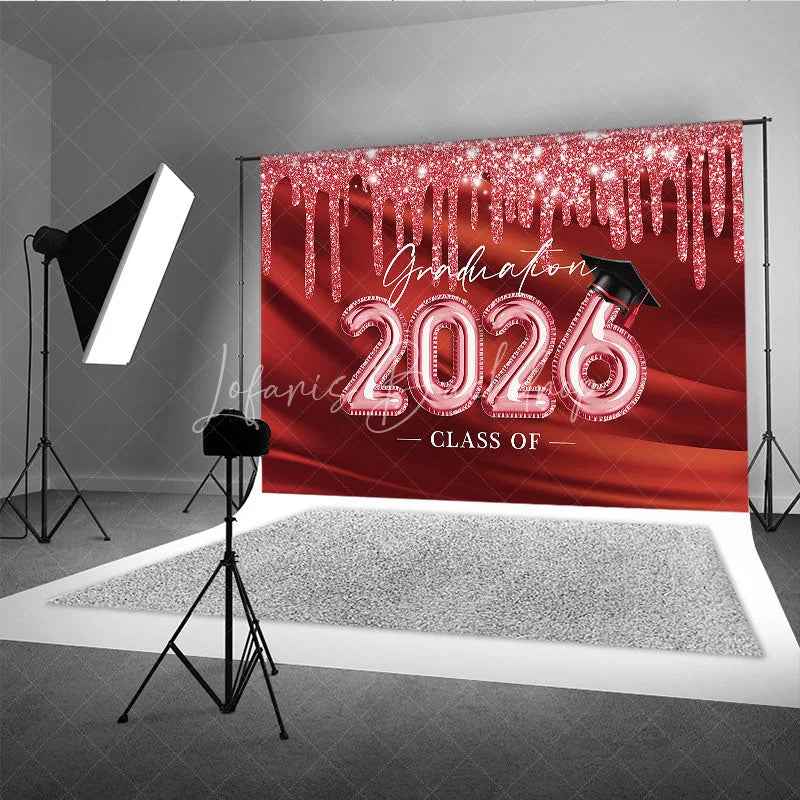 Lofaris Red Dance Graduation Class Of 2026 Party Backdrop