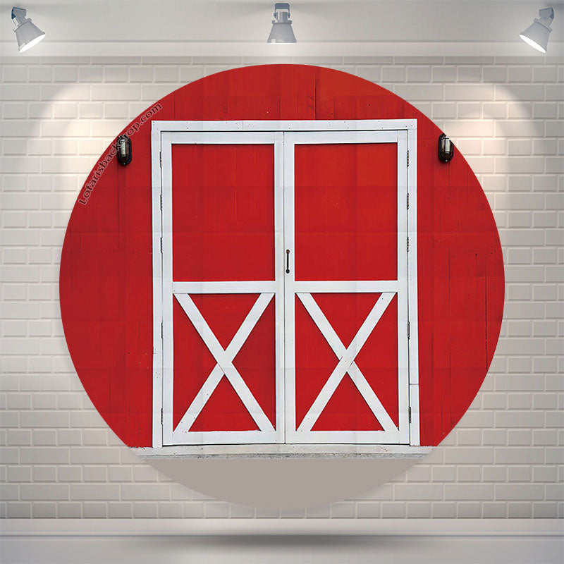 Lofaris Red Farm White Door Brithday Party Round Backdrop