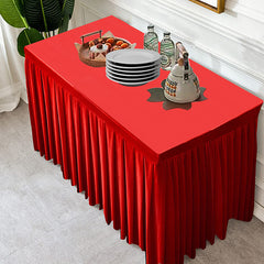 Lofaris Red Fitted Velvet Rectangle Table Skirts Cover