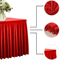 Lofaris Red Fitted Velvet Rectangle Table Skirts Cover