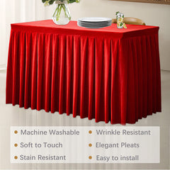 Lofaris Red Fitted Velvet Rectangle Table Skirts Cover