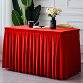 Lofaris Red Fitted Velvet Rectangle Table Skirts Cover