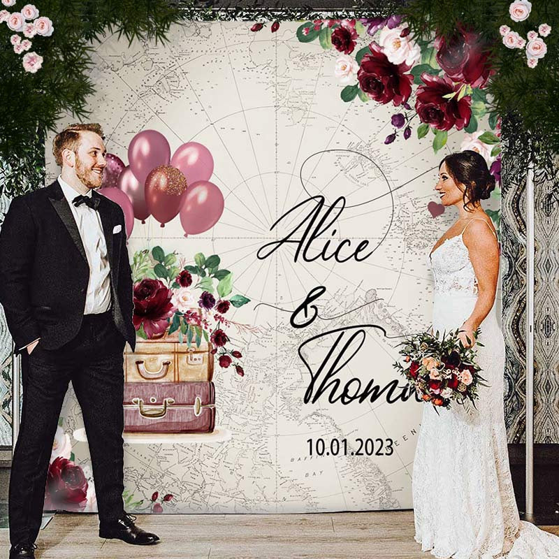 Lofaris Red Floral Balloons Love In An Adventure Wedding Backdrop