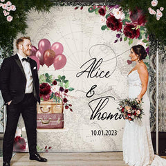 Lofaris Red Floral Balloons Love In An Adventure Wedding Backdrop