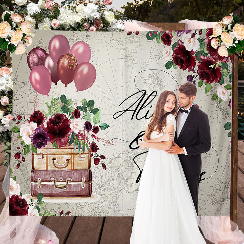 Lofaris Red Floral Balloons Love In An Adventure Wedding Backdrop