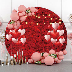 Lofaris Red Floral Heart Balloon Round Wedding Backdrop