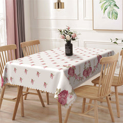 Lofaris Red Floral Leaf Repeat Pattern Rectangle Tablecloth