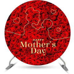 Lofaris Red Floral Line Draw Round Mothers Day Backdrop