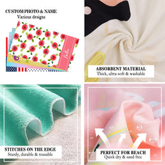 Lofaris Red Floral Personalized Name Summer Beach Towel