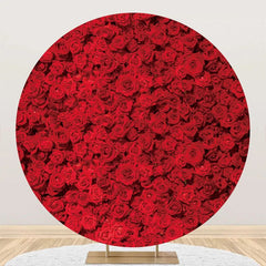 Lofaris Red Floral Wall Romantic Round Wedding Backdrop