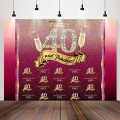 Lofaris Red Flower Pattern 1983 Repeat 40th Birthday Backdrop
